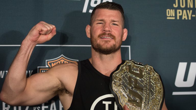 INGLEWOOD, CA - JUNE 04: Michael Bisping poses for a portrait during the post fight press conference after the UFC 199 event at The Forum on June 4, 2016 in Inglewood, California. (Photo by Brandon Magnus/Zuffa LLC/Zuffa LLC via Getty Images)